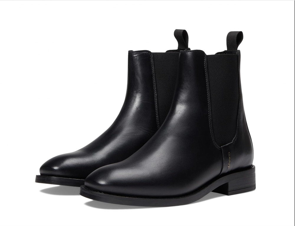 Gant Women's Fayy Chelsea Boots Size 7.5 EU 39 Black Leather Pull-On NWOB